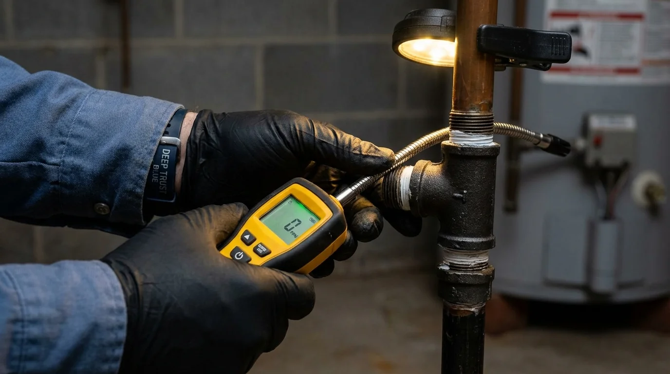 Gas leak detection with electronic sniffer by Johns Plumbing LLC in Wrentham